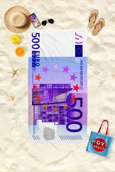 MoveBeach Euro Desenli Plaj Havlusu, Banyo Havlusu 80x150cm ürün görseli 1