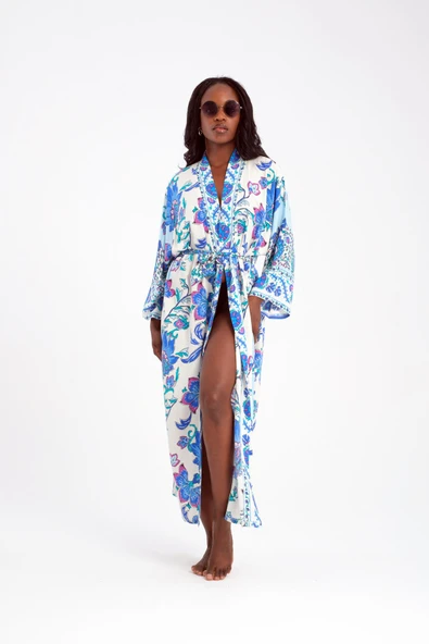 MoveBeach Desenli kaftan kimono & pareo uzun boy ürün görseli 1