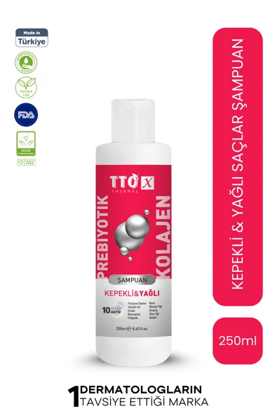 TTO-X Prebiyotik & Kolajen Kepekli ve Yağlı Saçlar Şampuan 250ml ürün görseli 1