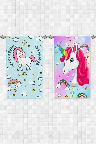 move home Çok Amaçlı Unicorn Desenli Dekoratif Havlu 30x50cm 2 Adet ürün görseli 1
