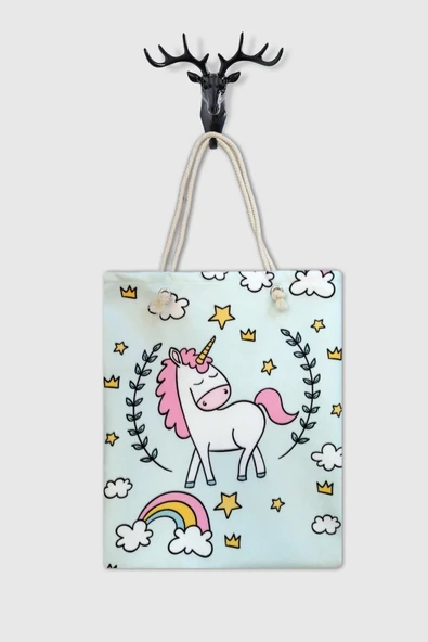 MoveBeach Unicorn Desenli Çok Amaçlı Kaliteli Kumaş Çanta ürün görseli 1