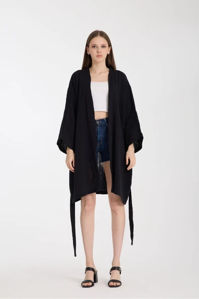 MoveBeach İki Katlı Müslin kumaş Kimono pareo normal boy ürün görseli 1