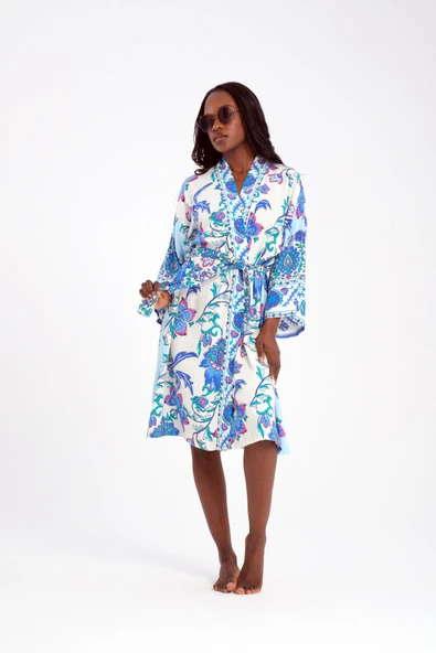 MoveBeach Desenli kaftan kimono & pareo kısa boy ürün görseli 1