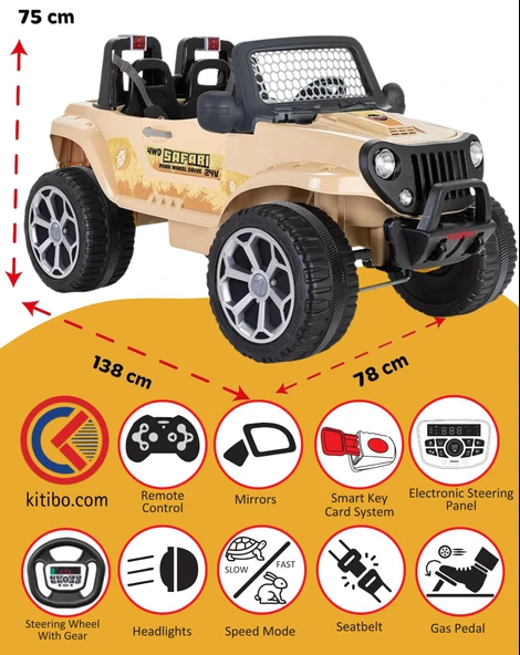 PİLSAN AKÜLÜ ARABA 24 V SAFARİ KUMANDALI 4X4 ürün görseli 1