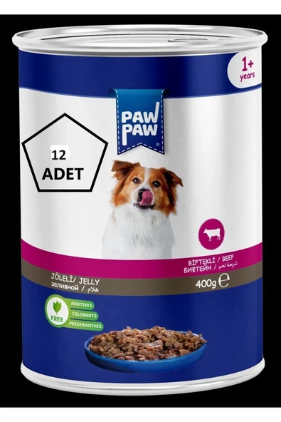 PAW PAW  Biftek Etli Yetişkin Köpek Konservesi 400Gr 12'li ürün görseli 1
