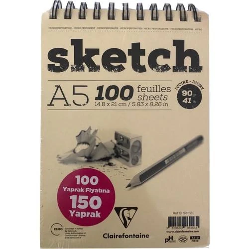 CLAIREF.ÇİZİM BLOK SKETCH A5 90 GR 50 YP SPİRALLİ ürün görseli 1