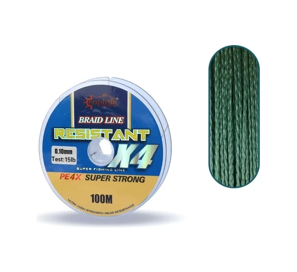 Captain Resistant PE 4 Kat İp Misina 150mt Yeşil 0.10 mm ürün görseli 1