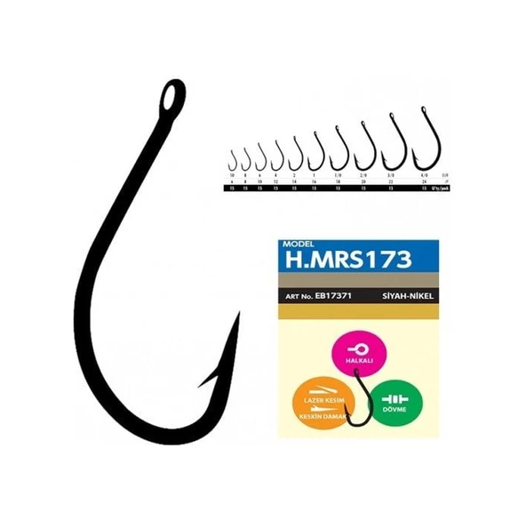 Hayabusa Hmrs 173 Delikli Dövme Olta İğnesi 15'li Paket Black Nikel No : 2/0 ürün görseli 1