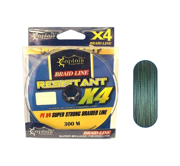 Captain Resistant Pe 4 Kat Spin İp Misina 300mt Yeşil 0.08 Mm ürün görseli 1
