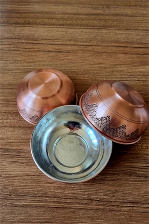 İşlemeli Bakır Çorba,Salata,Ayran Kasesi - Resim 2