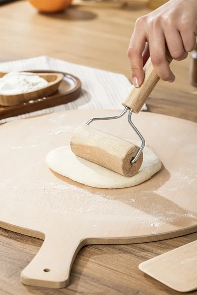 Ahşap Saplı Rulo Merdane, Oklava, Ahşap Spatula, Pürüzsüz Oklava Pizza Börek Açma ürün görseli 1