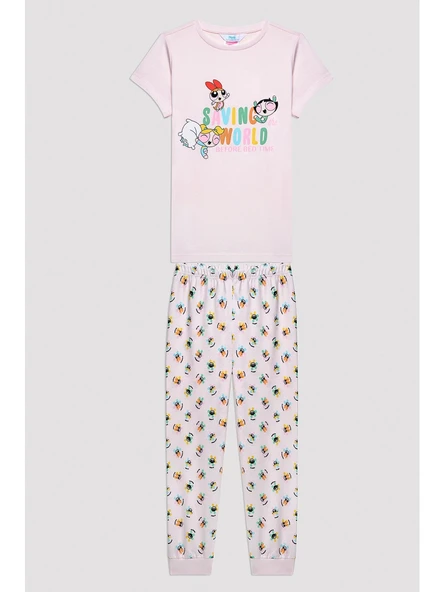 Powerpuff Girs Kız Çocuk Kısa Kollu Pijama Takımı ürün görseli 1