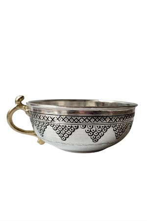 Gaziantep El İşçiliği Dövme Gümüş Bakır Ayran Tası 12x12x6cm ürün görseli 1