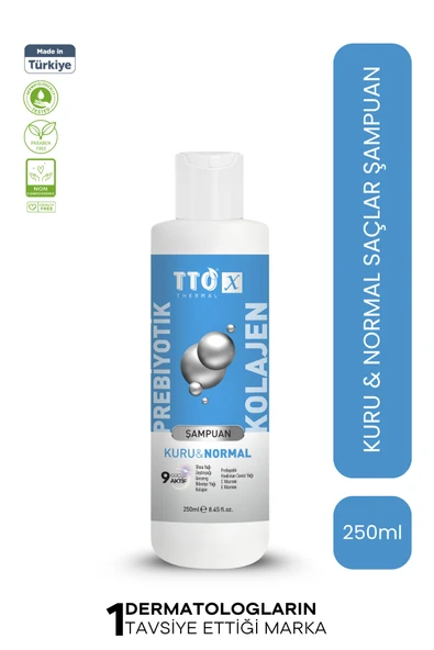 TTO-X Prebiyotik & Kolajen Kuru ve Normal Saçlar Şampuan 250ml (Glycerin,Maltodextrin,Triethanolamine) ürün görseli 1