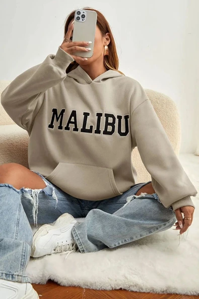 Unisex Malıbu Baskılı Oversize Sweatshirt ürün görseli 1