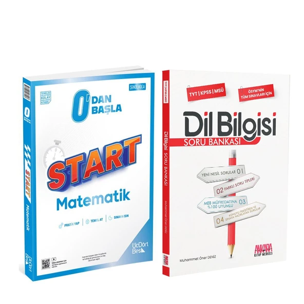 ÜçDörtBeş Yayınları 0 Dan Başla Start Matematik ve AKM Dil Bilgisi Soru Bankası Seti 2 Kitap ürün görseli 1