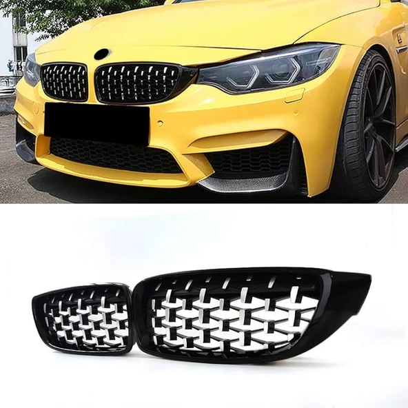 AUTOGP Bmw F32 F33 F36 ön panjur ızgara böbrek diamond krom siyah ürün görseli 1