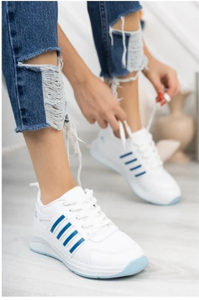 Infinite Kadın Erkek Günlük Genç Sneaker, Ortopedikyürüyüş Ayakkabısı Beyaz Mavi ürün görseli 1