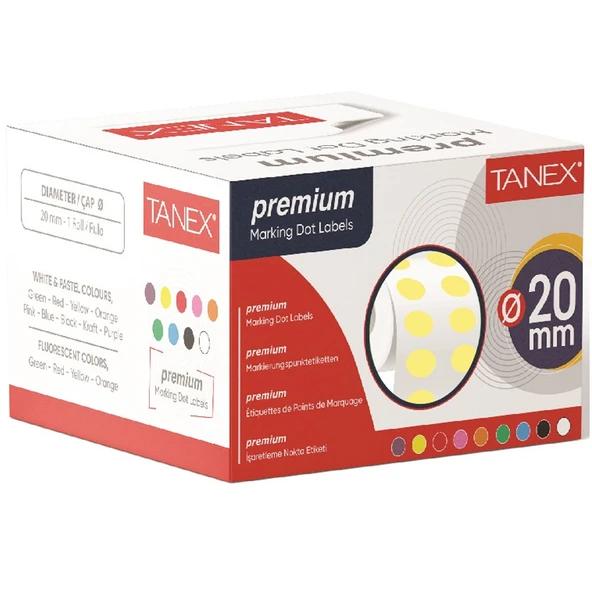 Tanex Nokta Etiketi 20 MM Sarı 2500 Li ürün görseli 1