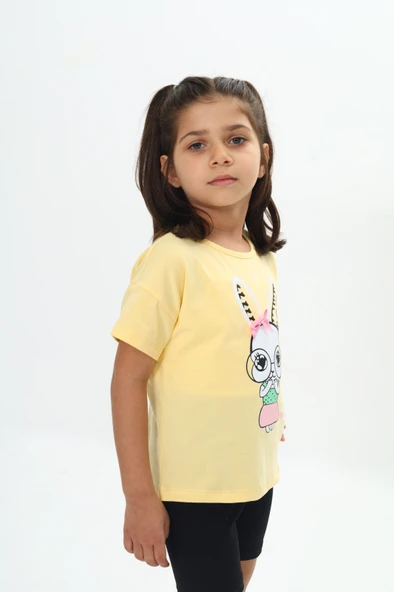 Toontoy Kız Çocuk Tavşan Baskılı Tişört ürün görseli 1
