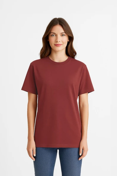 Kadın %100 Pamuk Basic T-shirt - Resim 9