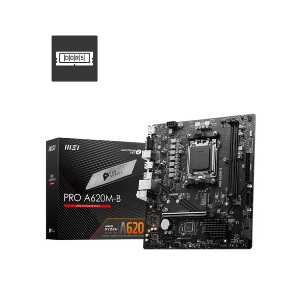 MSI PRO A620M-B AMD A620 AM5 DDR5 6800MHz mATX Anakart ürün görseli 1