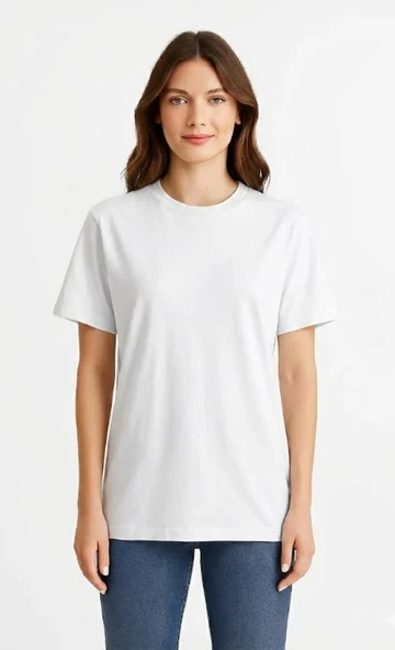Kadın %100 Pamuk Basic T-shirt - Resim 2