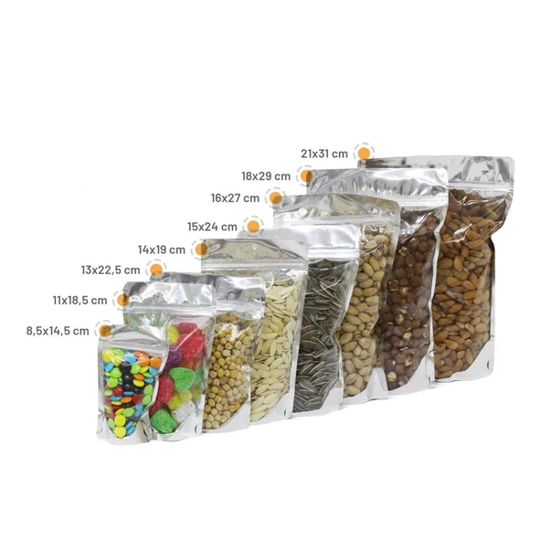 Şeffaf Metalize Doypack 14x19 cm - 100 Adet - Resim 2