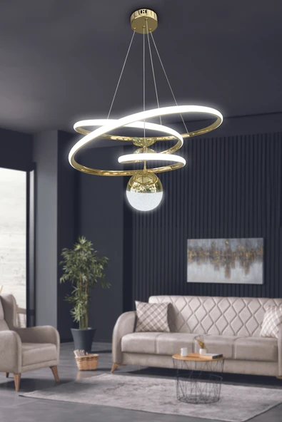 Eylül Tek Toplu 3 mt LED Salon & Oturma Odası Avizesi ürün görseli 1
