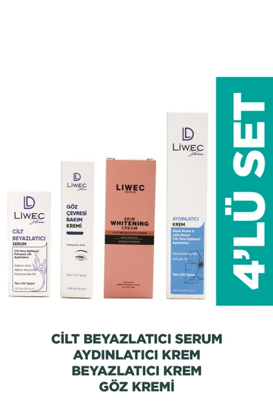 LIWECDERMA Liwec Derma 4'lü Set(AYDINLATICI KREM-CİLT BEYAZLATICI SERUM VE KREM -GÖZ ÇEVRESİ BAKIM KREMİ) ürün görseli 1