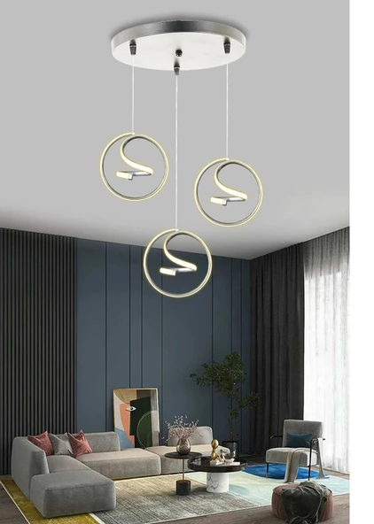 Helezon Modern Sarkıt 3'lü Led Avize - Resim 3