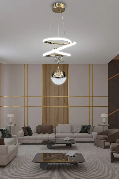 Eylül Tek Toplu Led Avize 2 mt - Salon & Oturma Odası Avizesi ürün görseli 1