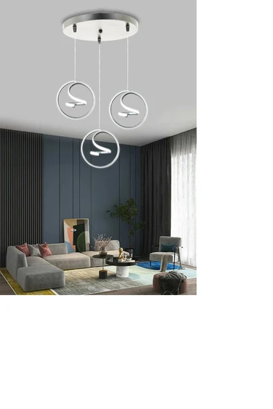 Helezon Modern Sarkıt 3'lü Led Avize - Resim 2