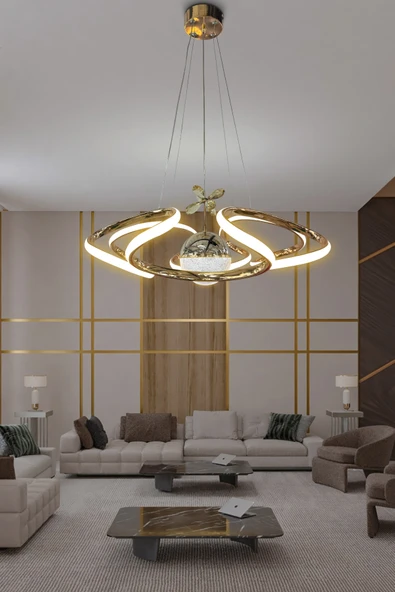 Dron Modern 4 Kol Tek Top Sarkıt Power Led Salon & Oturma Odası Avizesi ürün görseli 1