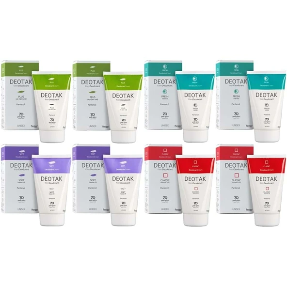 Deotak Krem Deodorant Unisex 35ML (Normal Cilt/Mentol/Hassas/Çay Ağacı Yağı) Karma (8 Li Set) ürün görseli 1