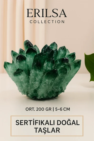 Sertifikalı Yeşil Florit Dikenli Küme Taşı – Zihin Açan Şifa Kristali ve Dekoratif Enerji Kümesi ürün görseli 1
