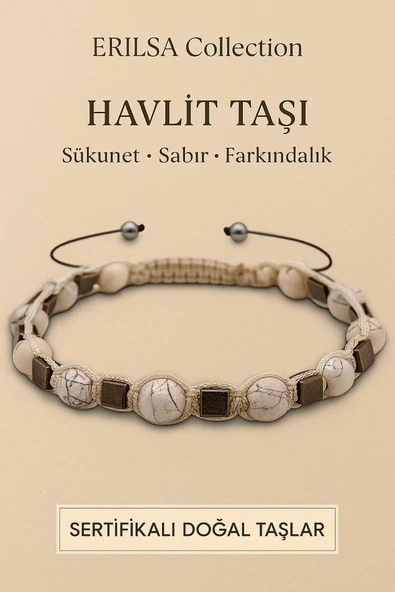 Sertifikalı Havlit ve Terahertz Taşı Bileklik – Zihinsel Sakinlik ve Enerji Dengeleyici ürün görseli 1
