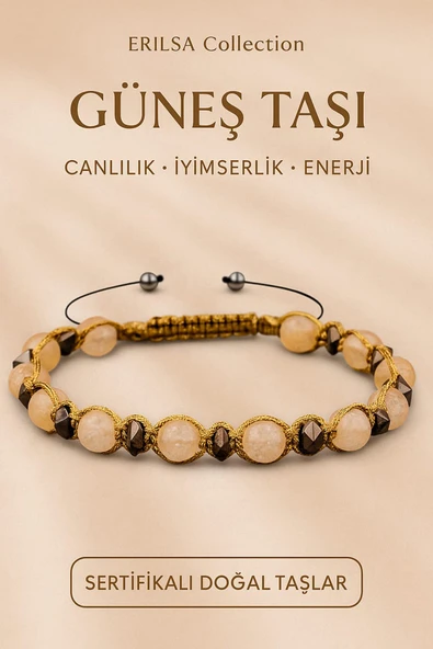 Sertifikalı Güneş Taşı ve Terahertz Doğal Taş Bileklik – Canlılık ve Zihinsel Netlik Desteği ürün görseli 1