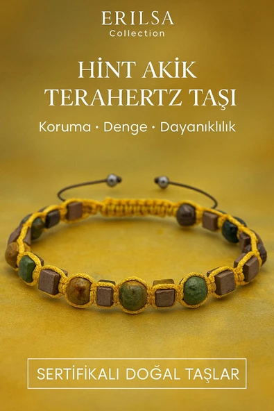 Sertifikalı Premium Hint Akik ve Terahertz Taşı Bileklik – Denge, Koruma ve Güç Veren Takı ürün görseli 1