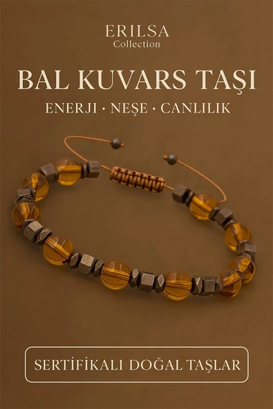 Sertifikalı Bal Kuvars ve Terahertz Taşı Bileklik – Canlılık ve Güç Veren Modern Doğal Şıklık ürün görseli 1