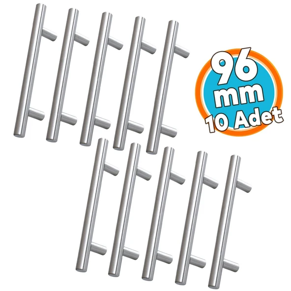 Mobilya Mutfak Çekmece Dolap Dolabı Kulbu Kulpu Kulpları (96 mm - 9.6 cm) İnox Metal 10 Adet ürün görseli 1