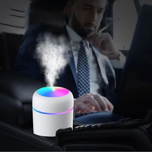 Ortam Nemlendirici Bataryalı Şarjlı H2o Araç İçi Ev Ofis Rgb Renkli Işıklı Buhar makinası ürün görseli 1