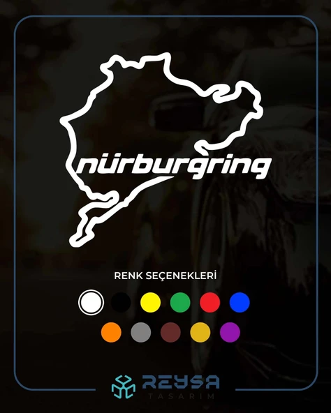 Nürburgring Araba Sticker 17x17 Cm Beyaz ürün görseli 1
