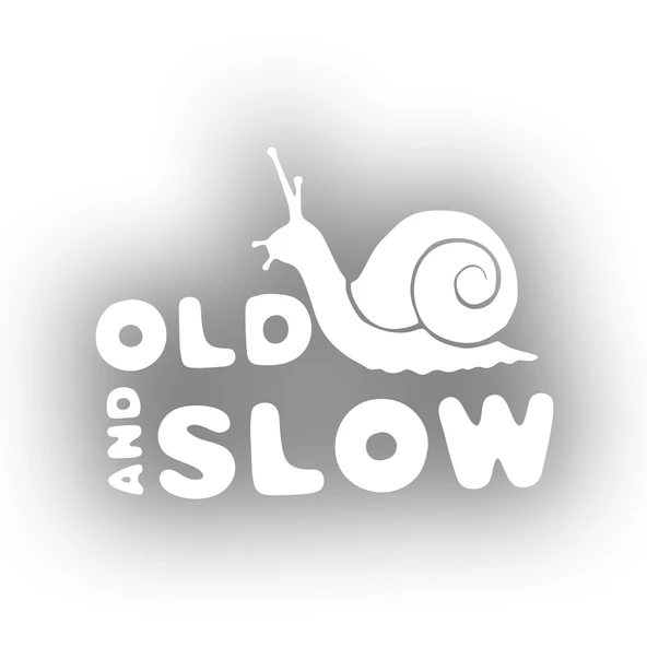 Old and Slow Salyangoz Araba Sticker 17x17 Cm Beyaz ürün görseli 1