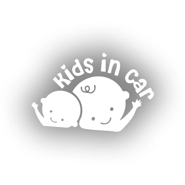 Kids In Car Araba Sticker 17x17 Cm Beyaz ürün görseli 1
