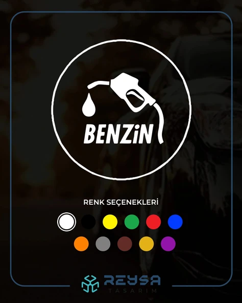 Benzin Araba Sticker 17x17 Cm Beyaz ürün görseli 1