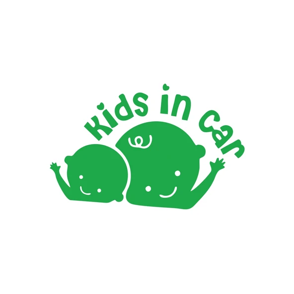 Kids In Car Araba Sticker 17x17 Cm Yeşil ürün görseli 1