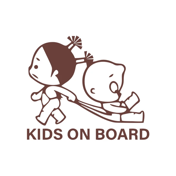 Kids On Board Araba Sticker  17x17 Cm Kahverengi ürün görseli 1