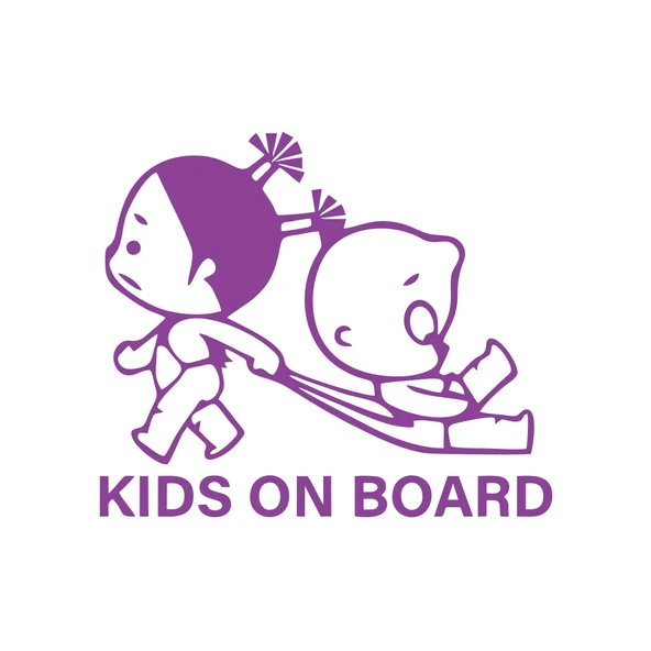 Kids On Board Araba Sticker  17x17 Cm Mor ürün görseli 1