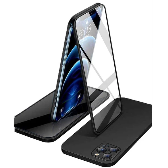 Apple iPhone 13 Pro Max Uyumlu 360 Derece Tam Kaplayan Cam Kapak Kılıf ürün görseli 1
